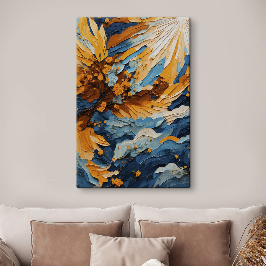 Peinture d'un arbre avec des fleurs jaunes
