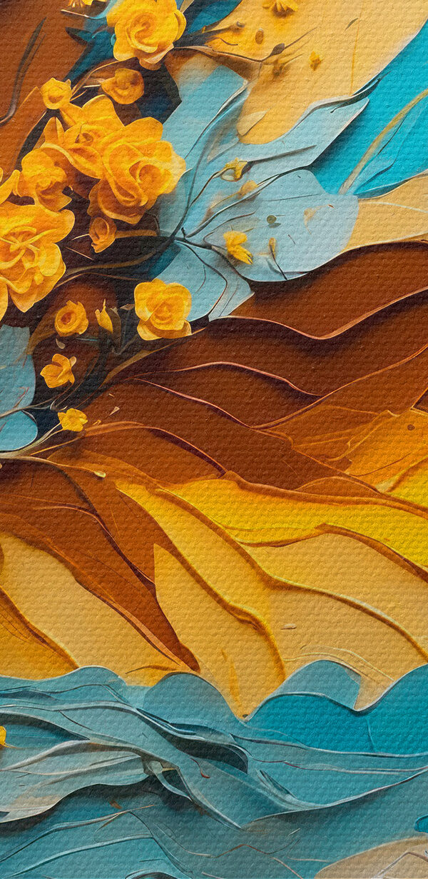 Peinture d'un arbre avec des fleurs jaunes Peinture d'un arbre avec des fleurs jaunes