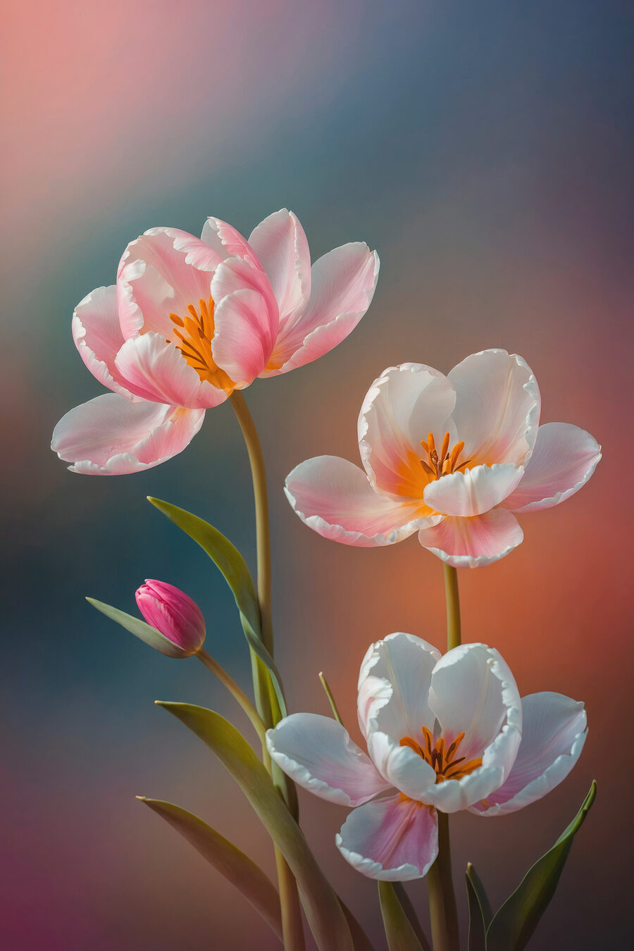 Groupe de fleurs roses et blanches