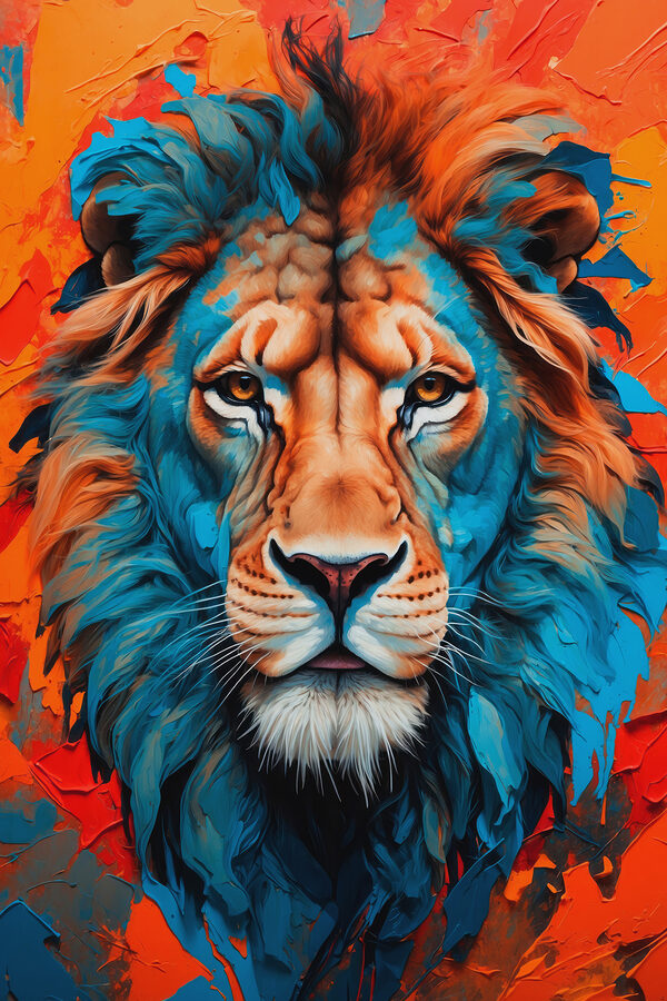 Lion coloré aux moustaches blanches Lion coloré aux moustaches blanches