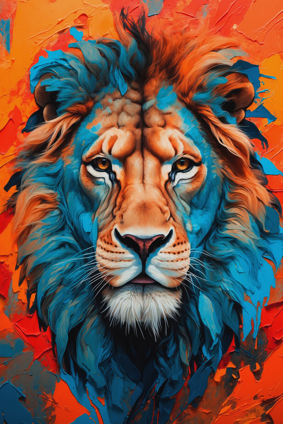 Lion coloré aux moustaches blanches Lion coloré aux moustaches blanches