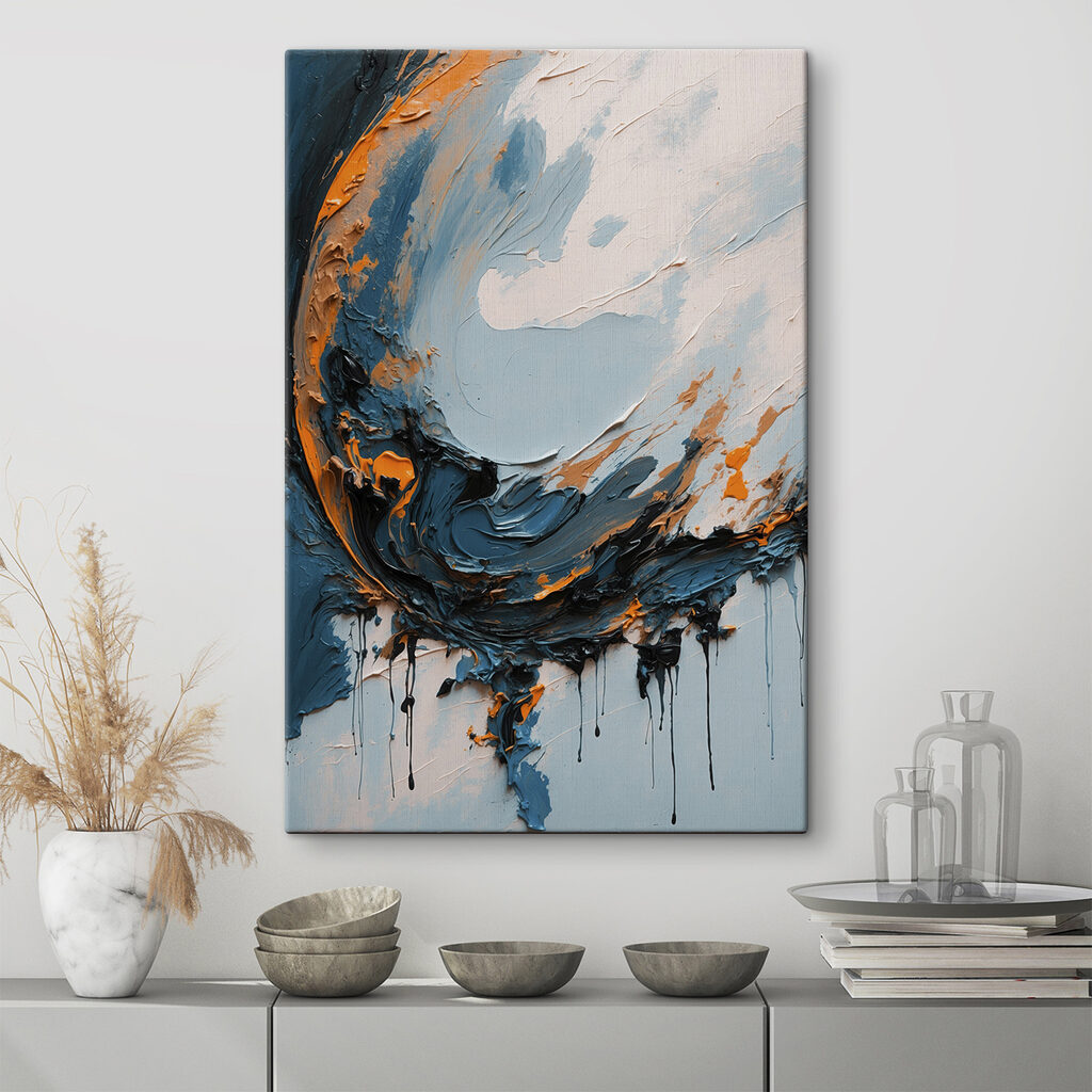 Painting of blue and orange paint Painting of blue and orange paint