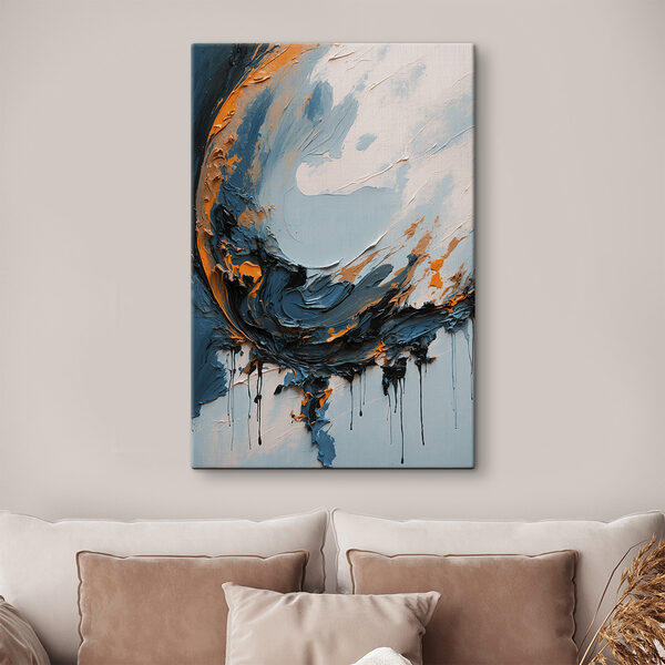 Painting of blue and orange paint Painting of blue and orange paint