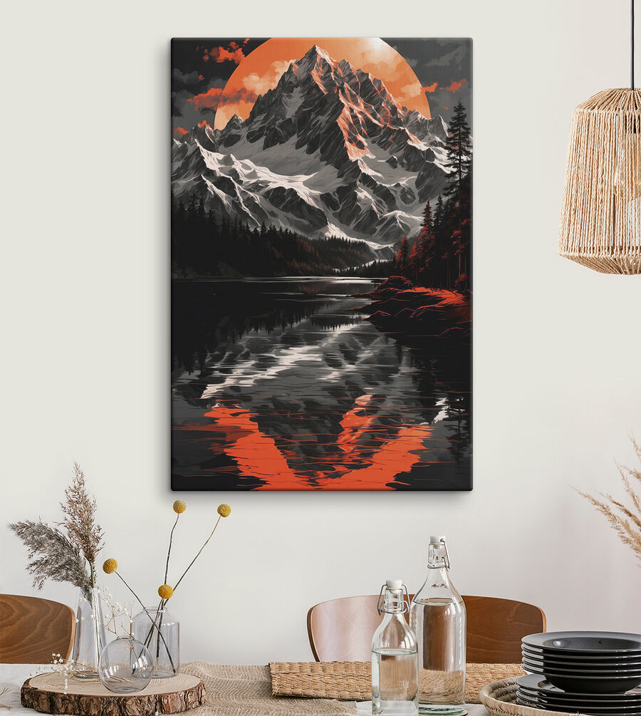 Lac avec arbres et montagnes en arrière-plan