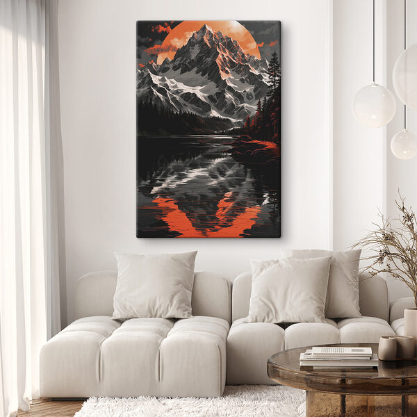Lac avec arbres et montagnes en arrière-plan Lac avec arbres et montagnes en arrière-plan