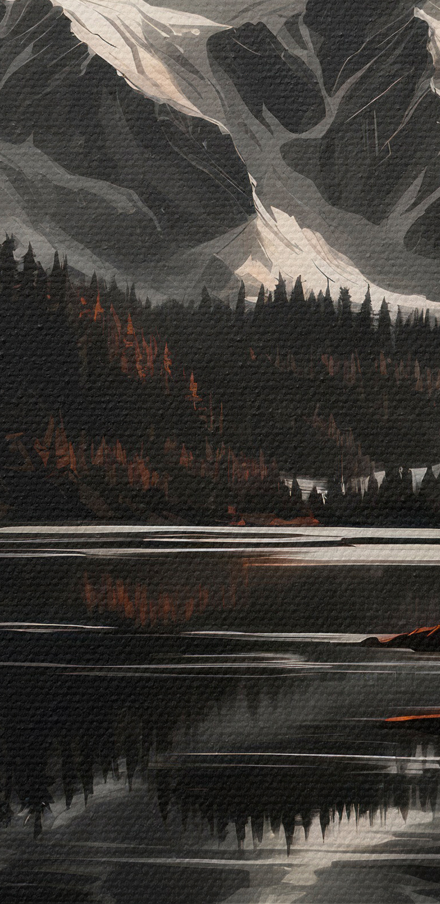 Lac avec arbres et montagnes en arrière-plan