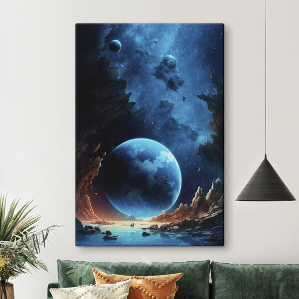 Planète dans l'espace avec des roches et des étoiles Planète dans l'espace avec des roches et des étoiles