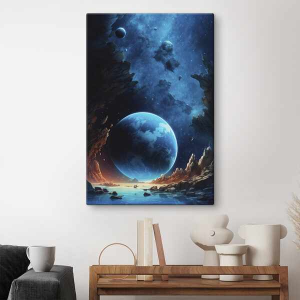 Planète dans l'espace avec des roches et des étoiles Planète dans l'espace avec des roches et des étoiles