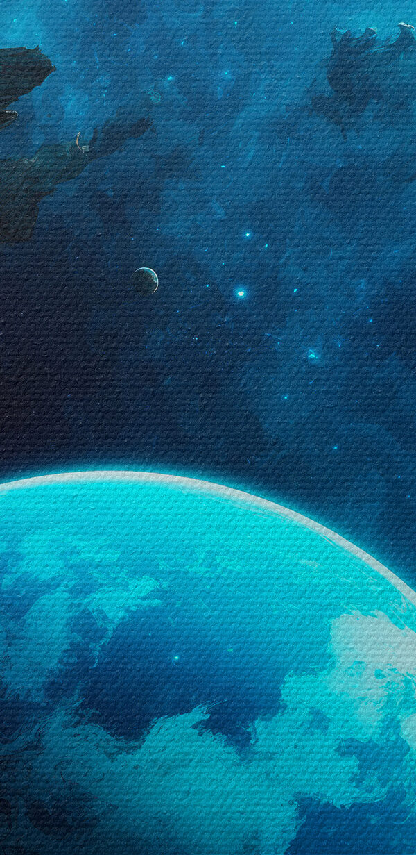 Planète dans l'espace avec des roches et des étoiles Planète dans l'espace avec des roches et des étoiles