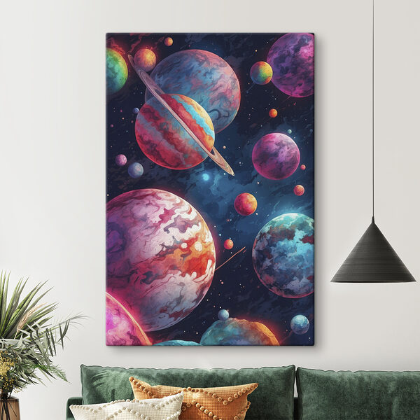 Planètes colorées dans l'espace Planètes colorées dans l'espace
