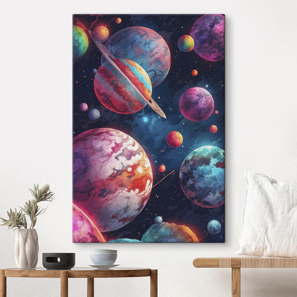 Planètes colorées dans l'espace Planètes colorées dans l'espace