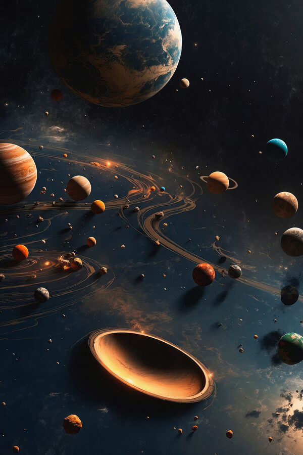 Les planètes dans l'espace avec les planètes et les étoiles Les planètes dans l'espace avec les planètes et les étoiles