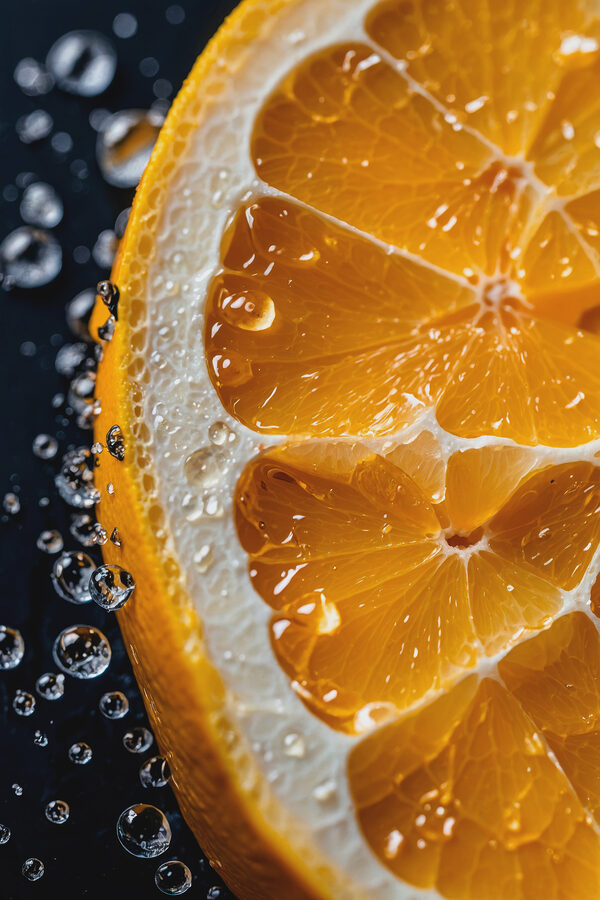 Gros plan sur une tranche d'orange Gros plan sur une tranche d'orange