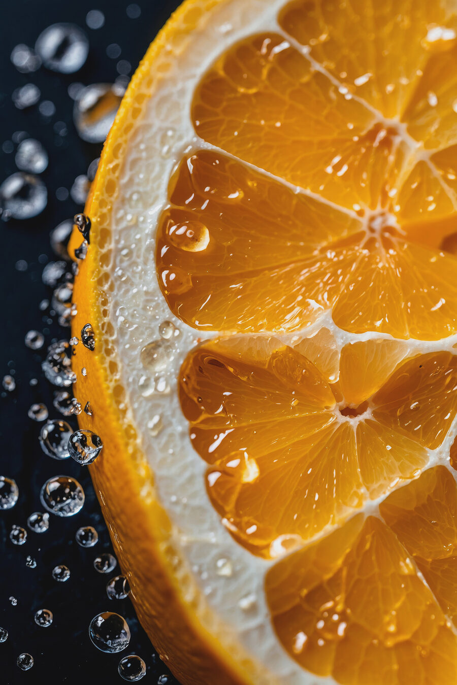 Gros plan sur une tranche d'orange Gros plan sur une tranche d'orange