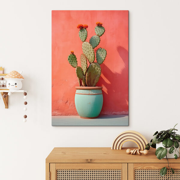 Tableaux Tableaux Cactus en pot contre un mur (UGS : s40800)