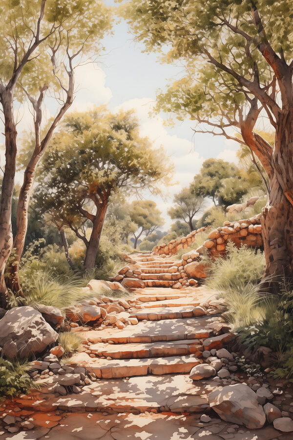 Escalier en pierre menant aux arbres Escalier en pierre menant aux arbres