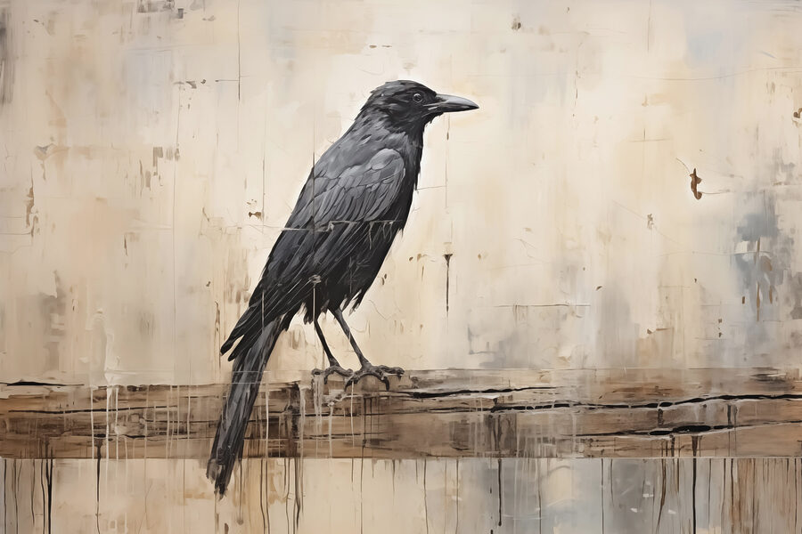 Peinture d'un oiseau sur une branche