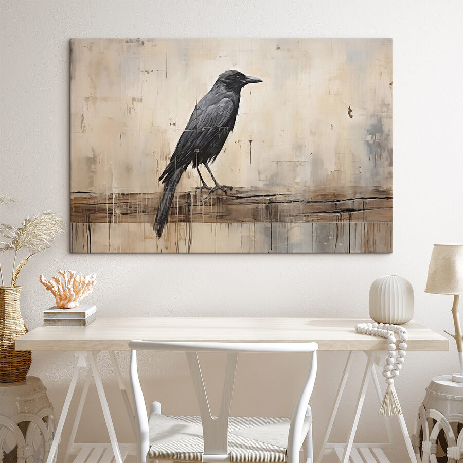 Peinture d'un oiseau sur une branche