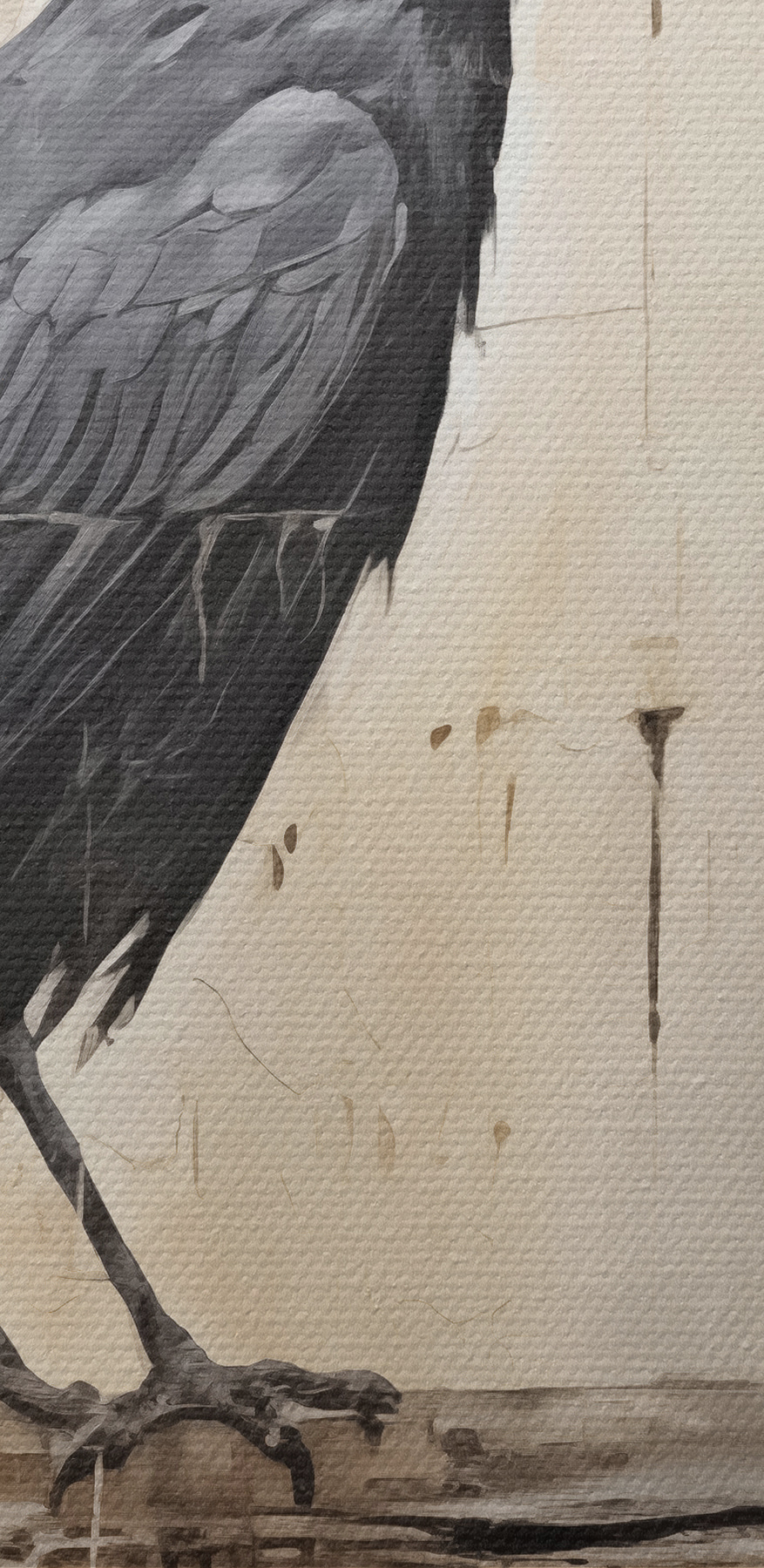 Peinture d'un oiseau sur une branche