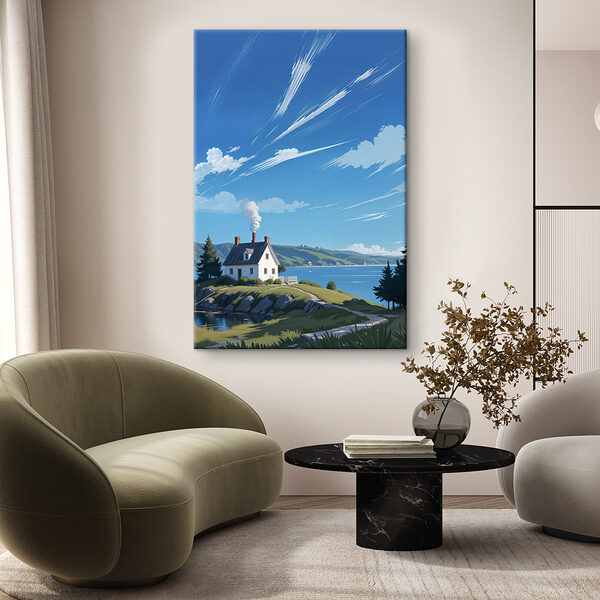 Maison sur une colline au bord de l'eau Maison sur une colline au bord de l'eau