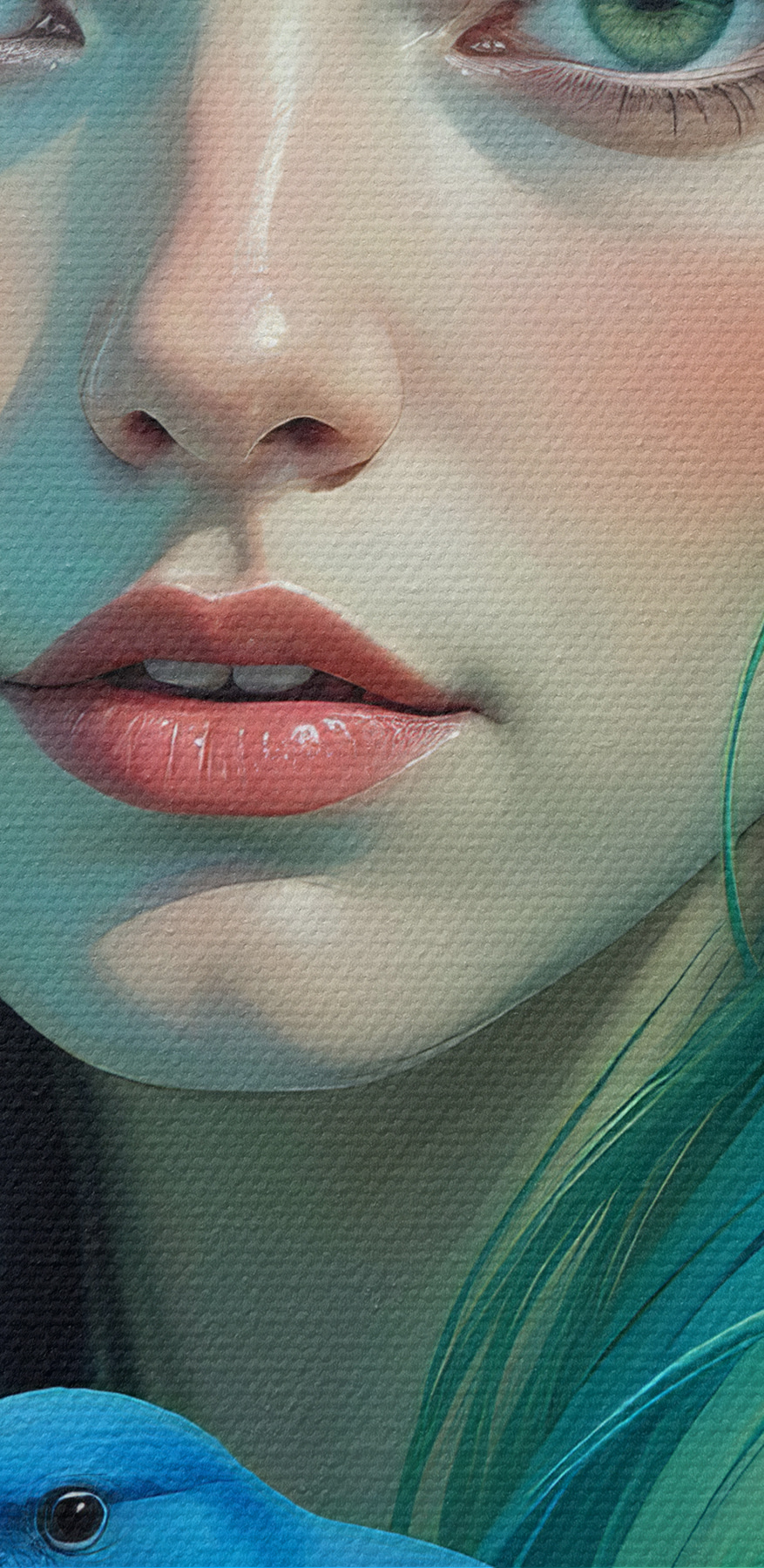 Femme aux cheveux verts et à l'oiseau bleu