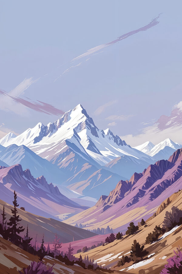 Chaîne de montagnes avec arbres et montagnes en arrière-plan Chaîne de montagnes avec arbres et montagnes en arrière-plan