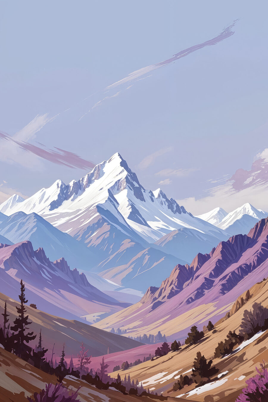 Chaîne de montagnes avec arbres et montagnes en arrière-plan