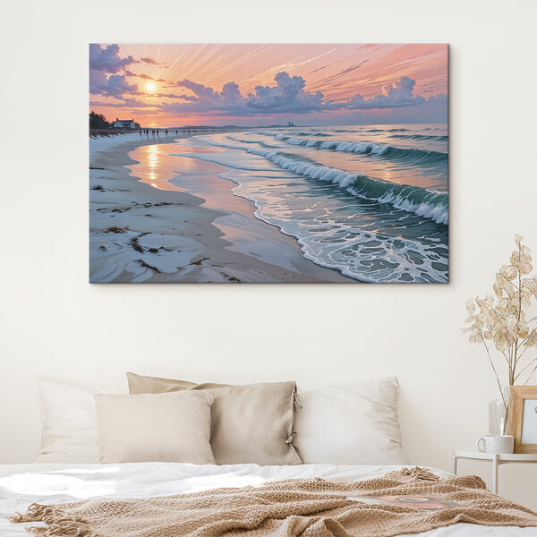 Plage avec des vagues et des gens Plage avec des vagues et des gens