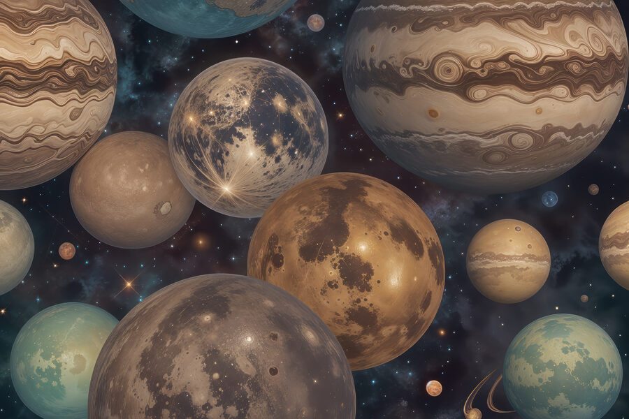 Groupe de planètes dans l'espace