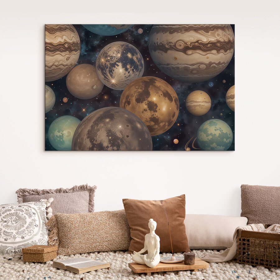 Groupe de planètes dans l'espace