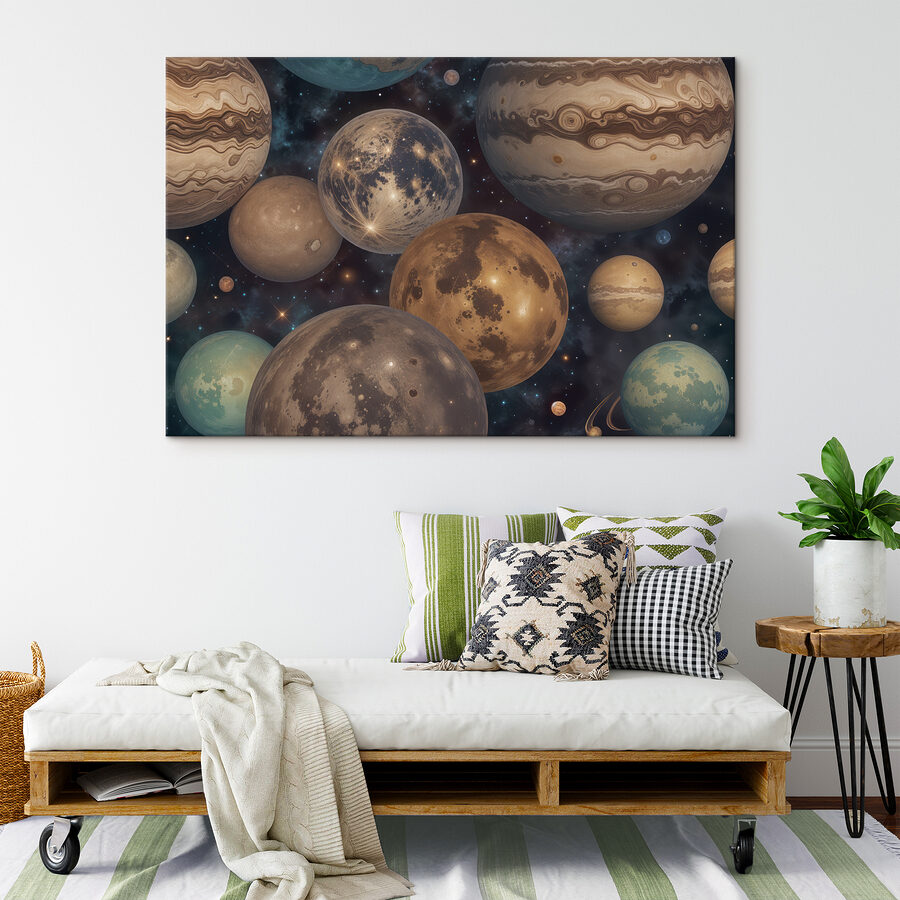 Groupe de planètes dans l'espace