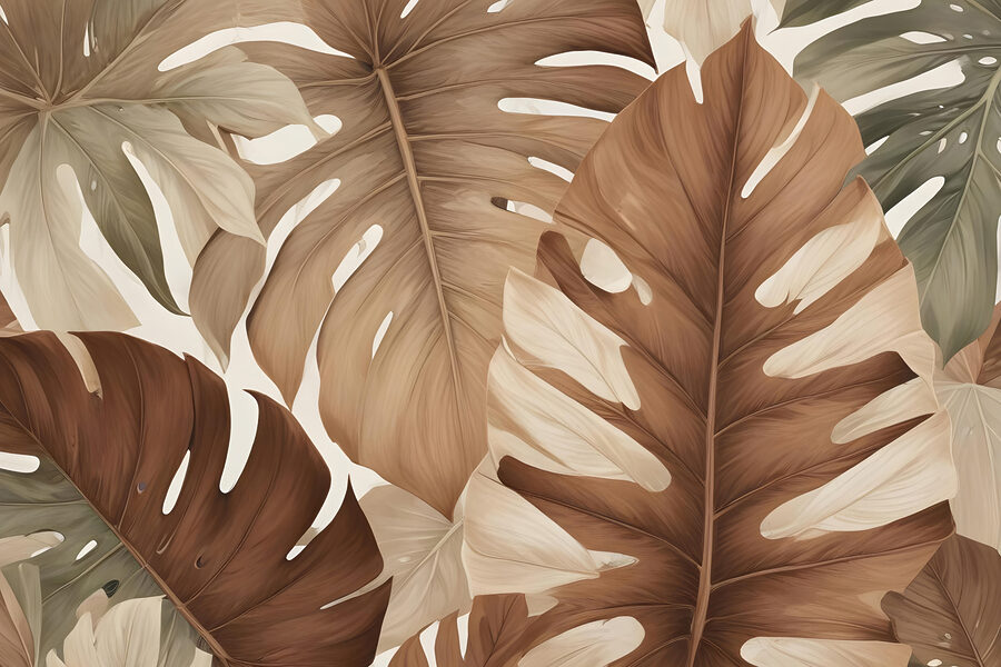 Groupe de feuilles brunes et blanches