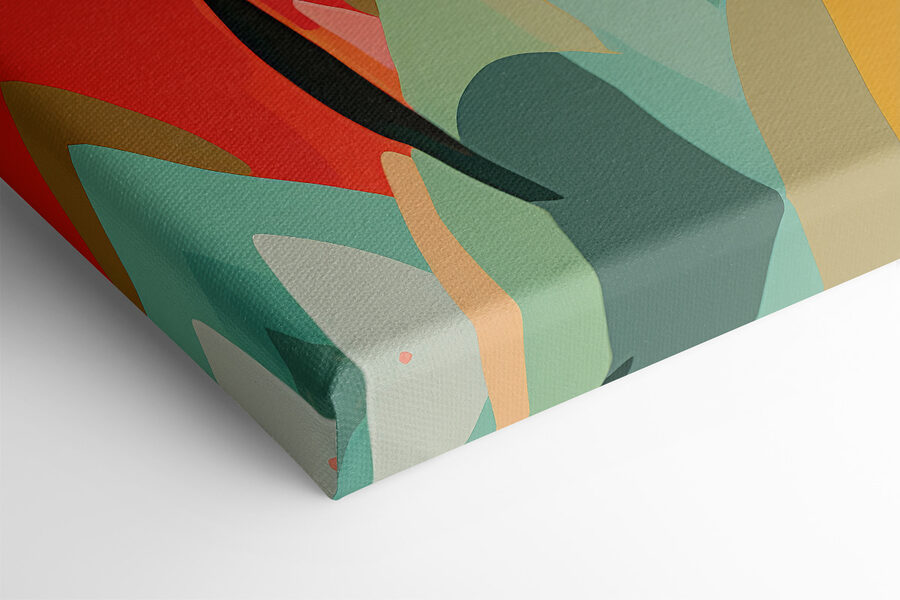 Visage de femme avec des feuilles colorées