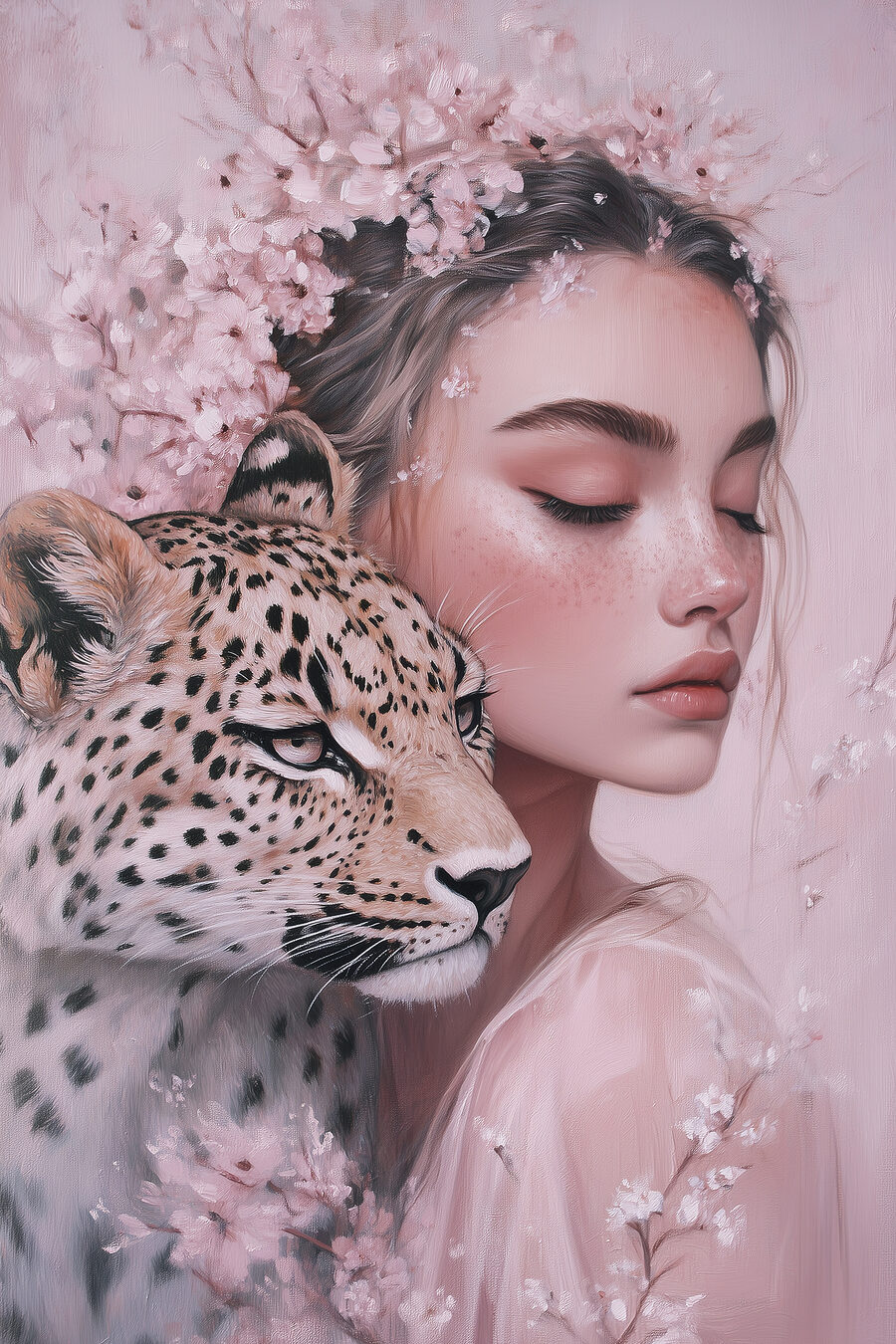 Femme avec un guépard Femme avec un guépard