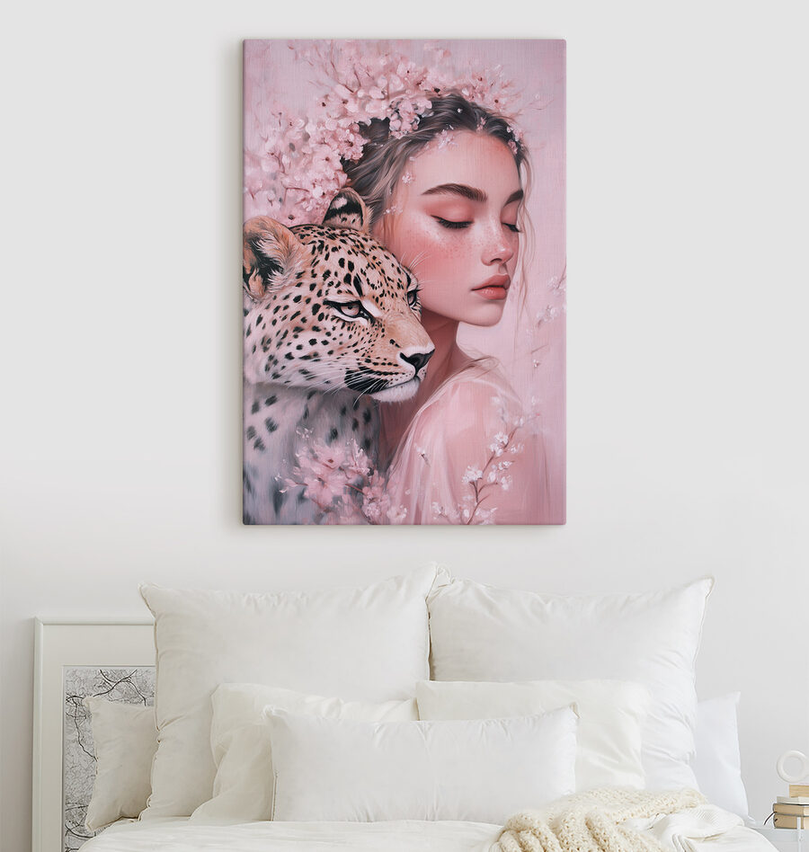 Femme avec un guépard Femme avec un guépard