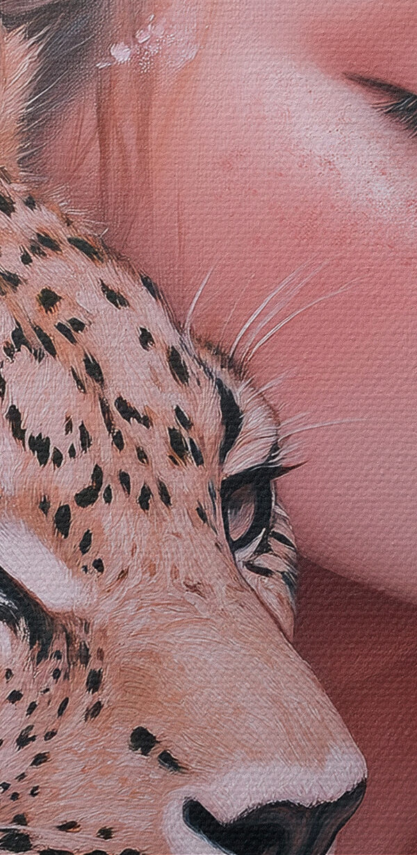 Femme avec un guépard Femme avec un guépard