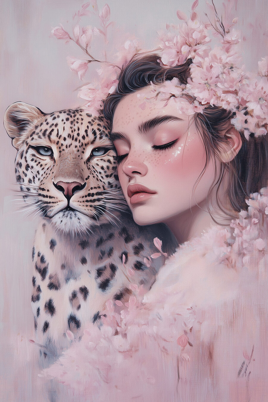 Femme avec un guépard