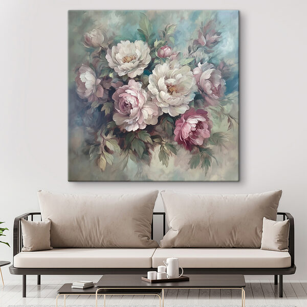 Peinture de fleurs sur fond bleu Peinture de fleurs sur fond bleu