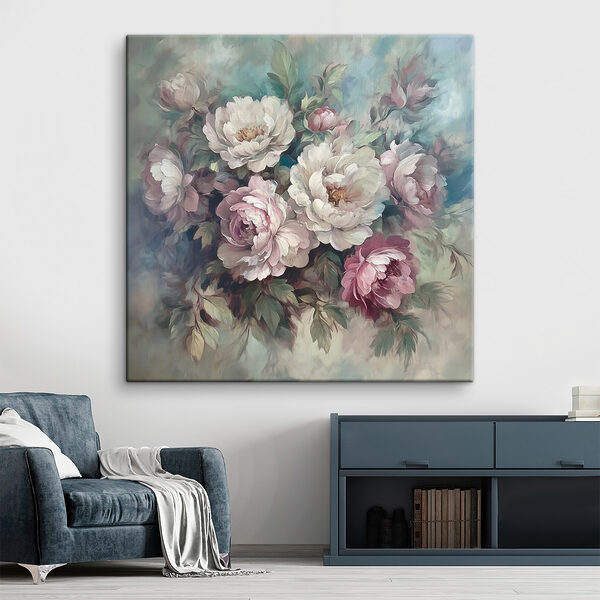 Peinture de fleurs sur fond bleu Peinture de fleurs sur fond bleu