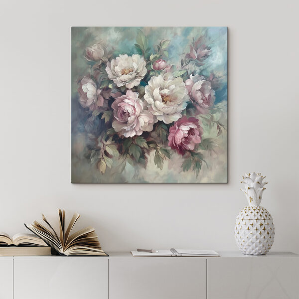 Peinture de fleurs sur fond bleu Peinture de fleurs sur fond bleu