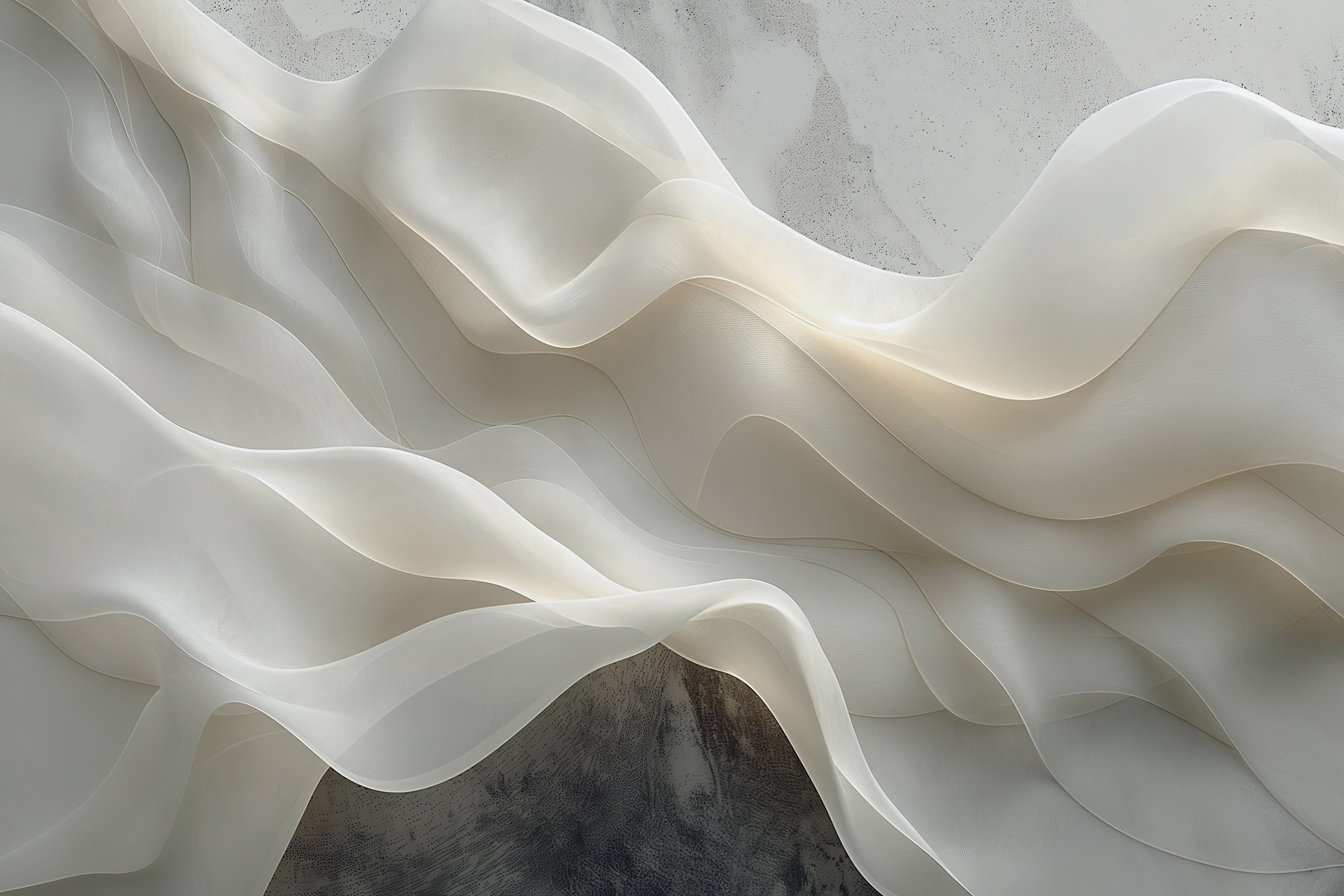 White fabric with wavy folds