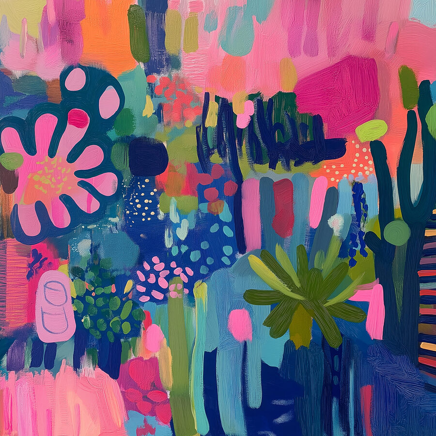 Peinture colorée de fleurs et de plantes Peinture colorée de fleurs et de plantes