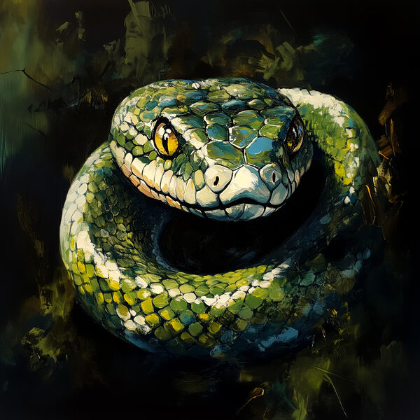 Serpent vert aux yeux jaunes Serpent vert aux yeux jaunes
