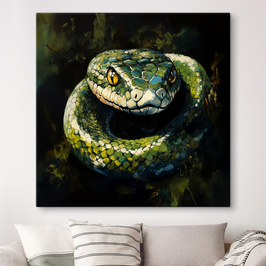 Serpent vert aux yeux jaunes Serpent vert aux yeux jaunes