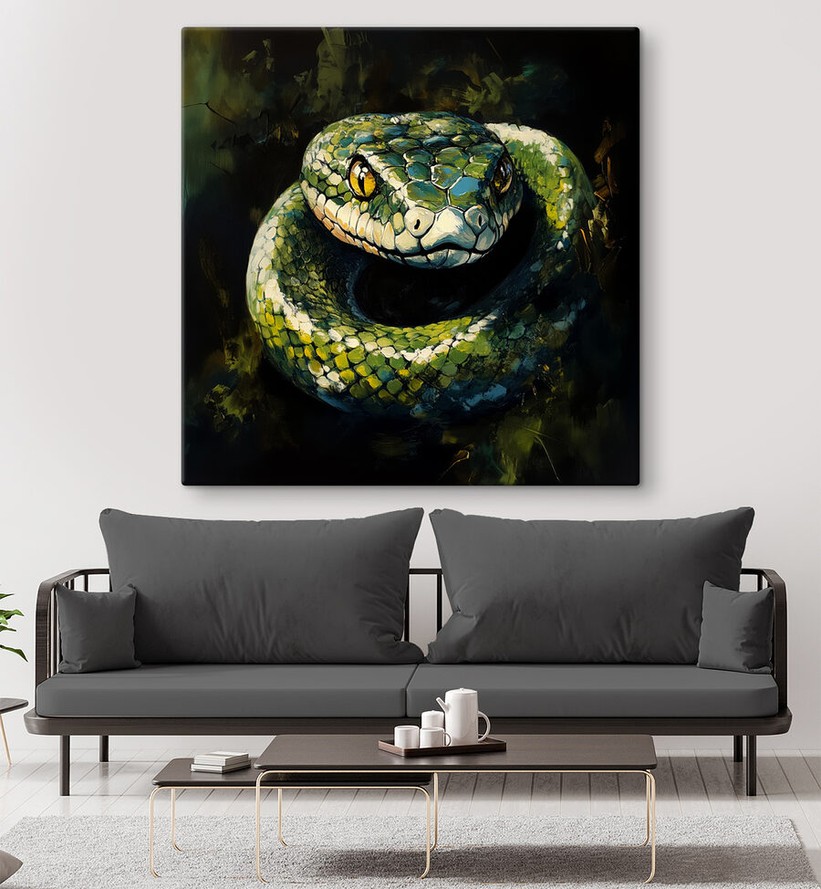 Serpent vert aux yeux jaunes Serpent vert aux yeux jaunes