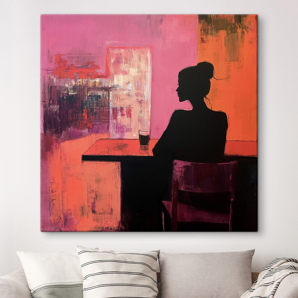 Painting of a woman sitting at a table