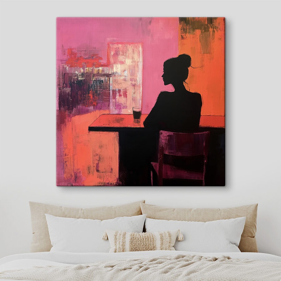 Peinture d'une femme assise à une table