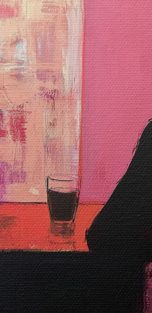 Painting of a woman sitting at a table