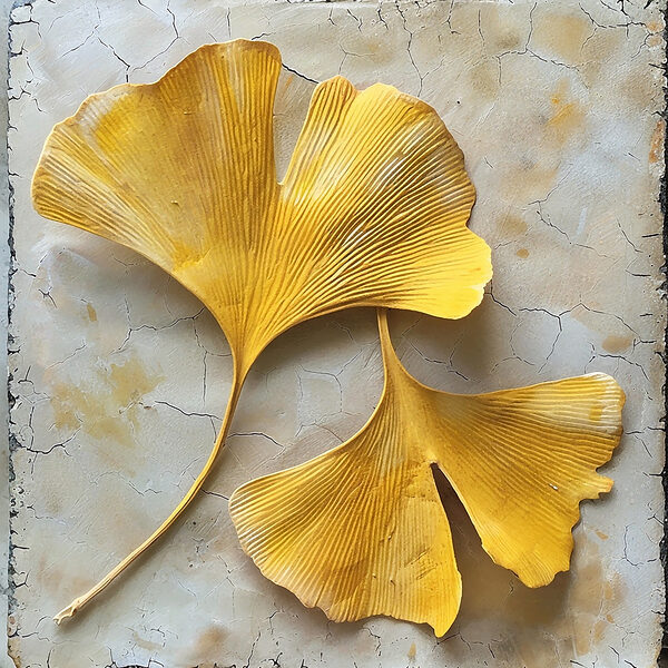 Feuilles jaunes sur une surface blanche Feuilles jaunes sur une surface blanche