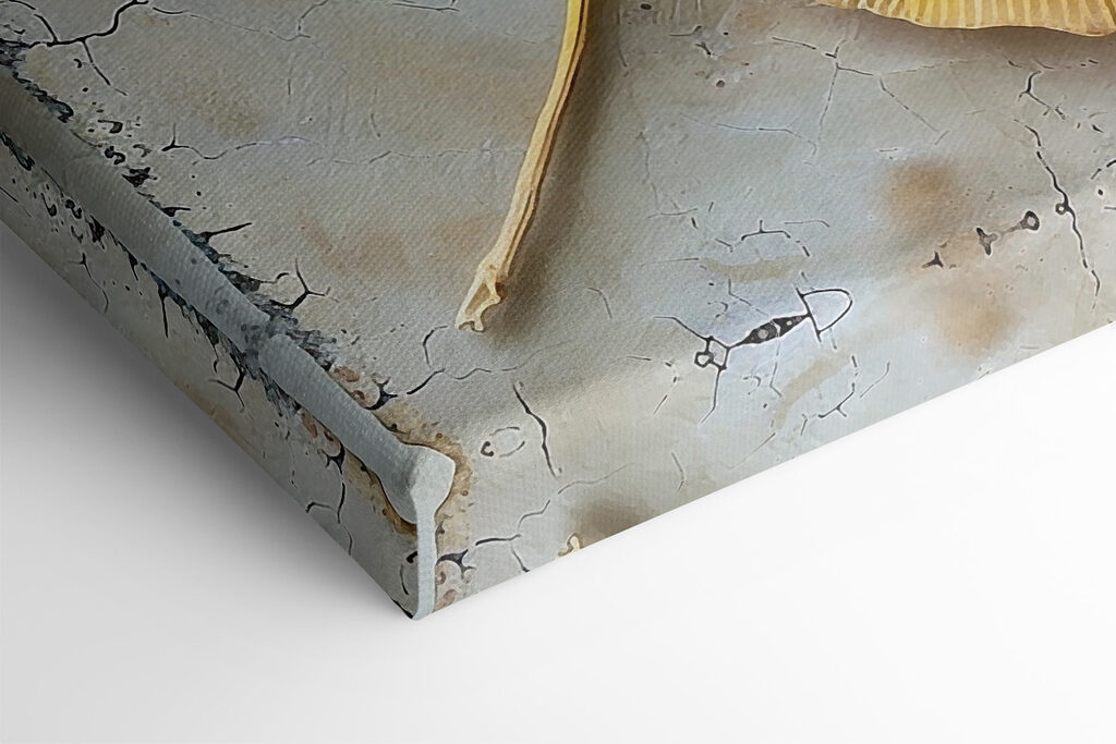 Yellow leaves on a white surface